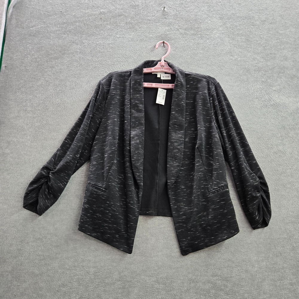 Maurices Women Jacket 1 Black Blazer Copen Front Ruched Long‎ Sleeve NWT